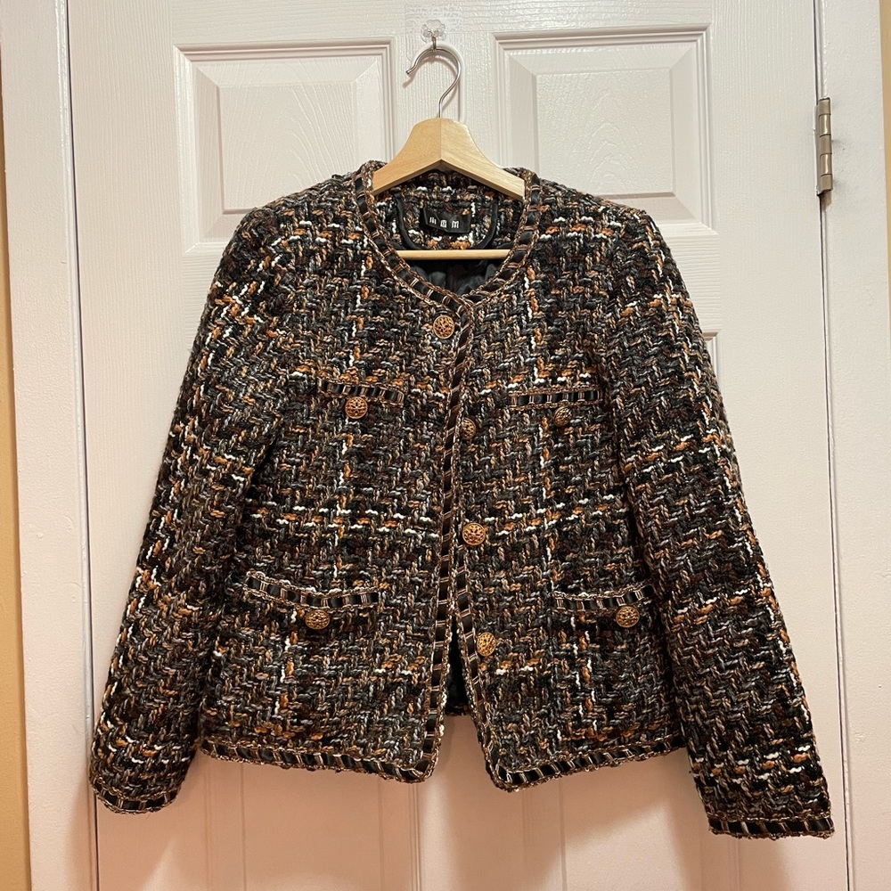 Woman’s Tweed Loose Coat Jacket Top Size M - Picture 4 of 10